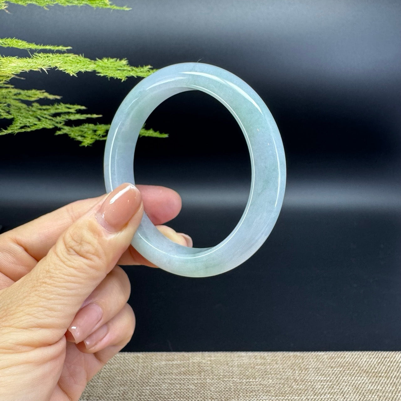 Genuine Burmese Icy Green Jade Jadeite Bangle Bracelet ( 54.2mm )