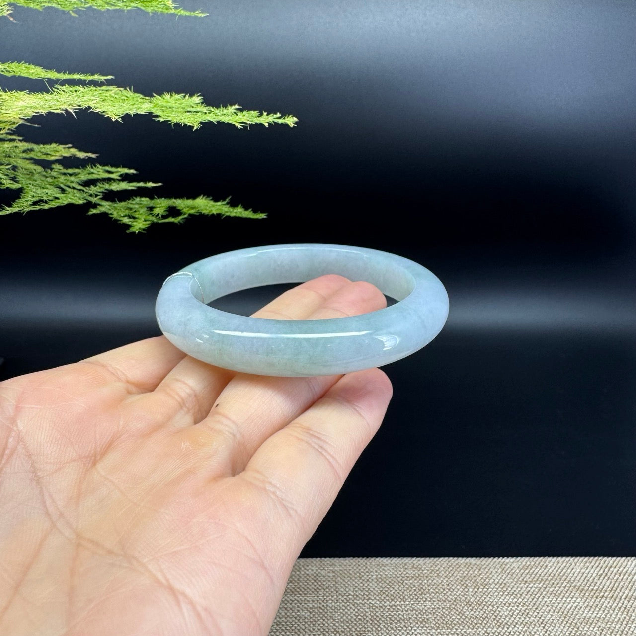 Genuine Burmese Icy Green Jade Jadeite Bangle Bracelet ( 54.2mm )