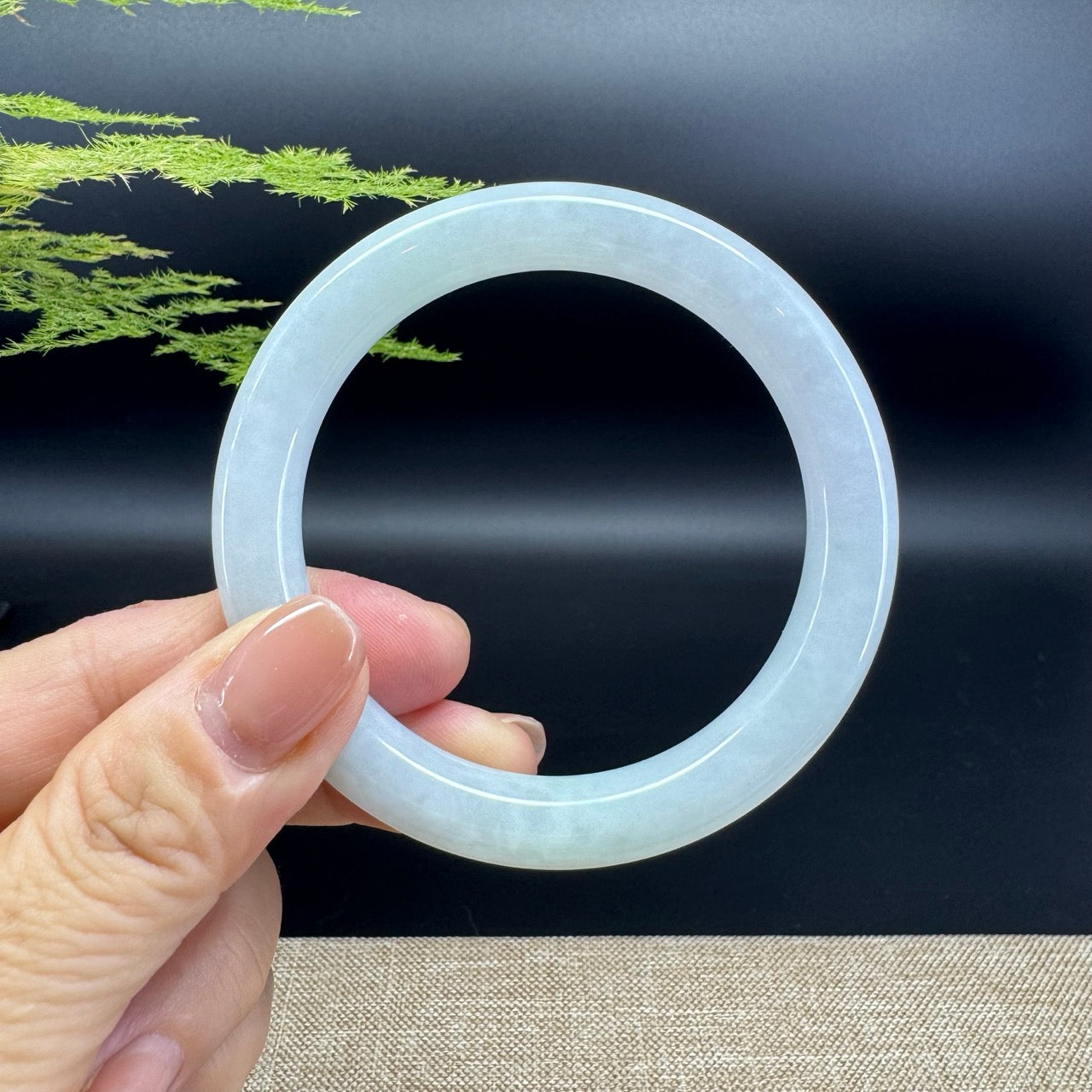 Genuine Burmese Icy Green Jade Jadeite Bangle Bracelet ( 54.6mm )