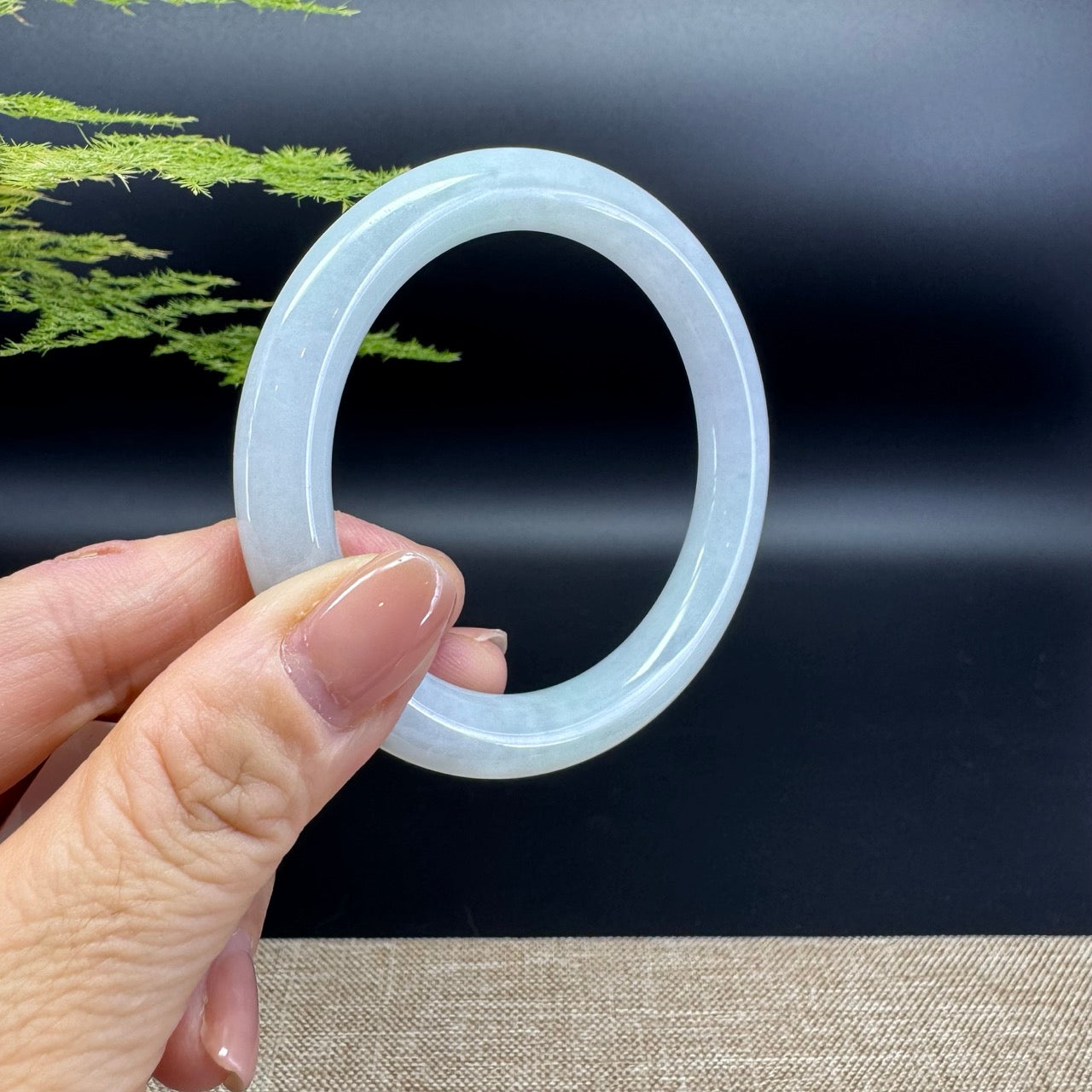 Genuine Burmese Icy Green Jade Jadeite Bangle Bracelet ( 54.6mm )