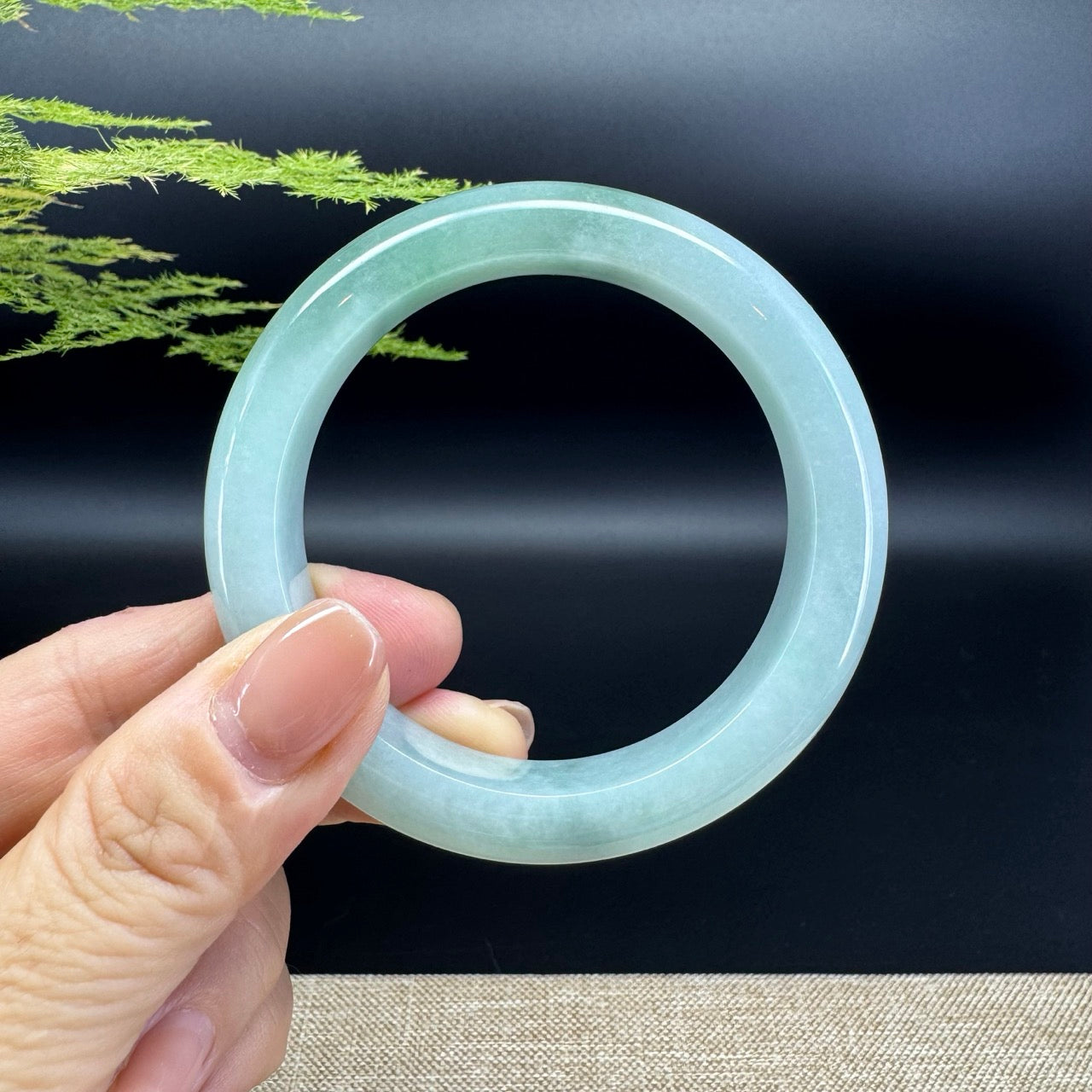 Genuine Burmese Icy Green Jade Jadeite Bangle Bracelet ( 54.1mm )