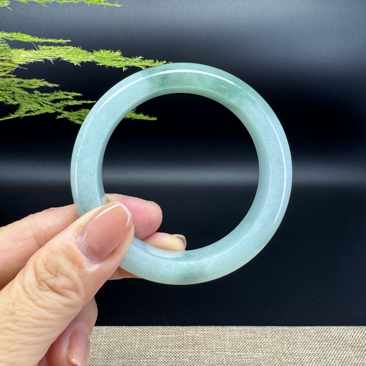 Genuine Burmese Icy Green Jade Jadeite Bangle Bracelet ( 54.1mm )