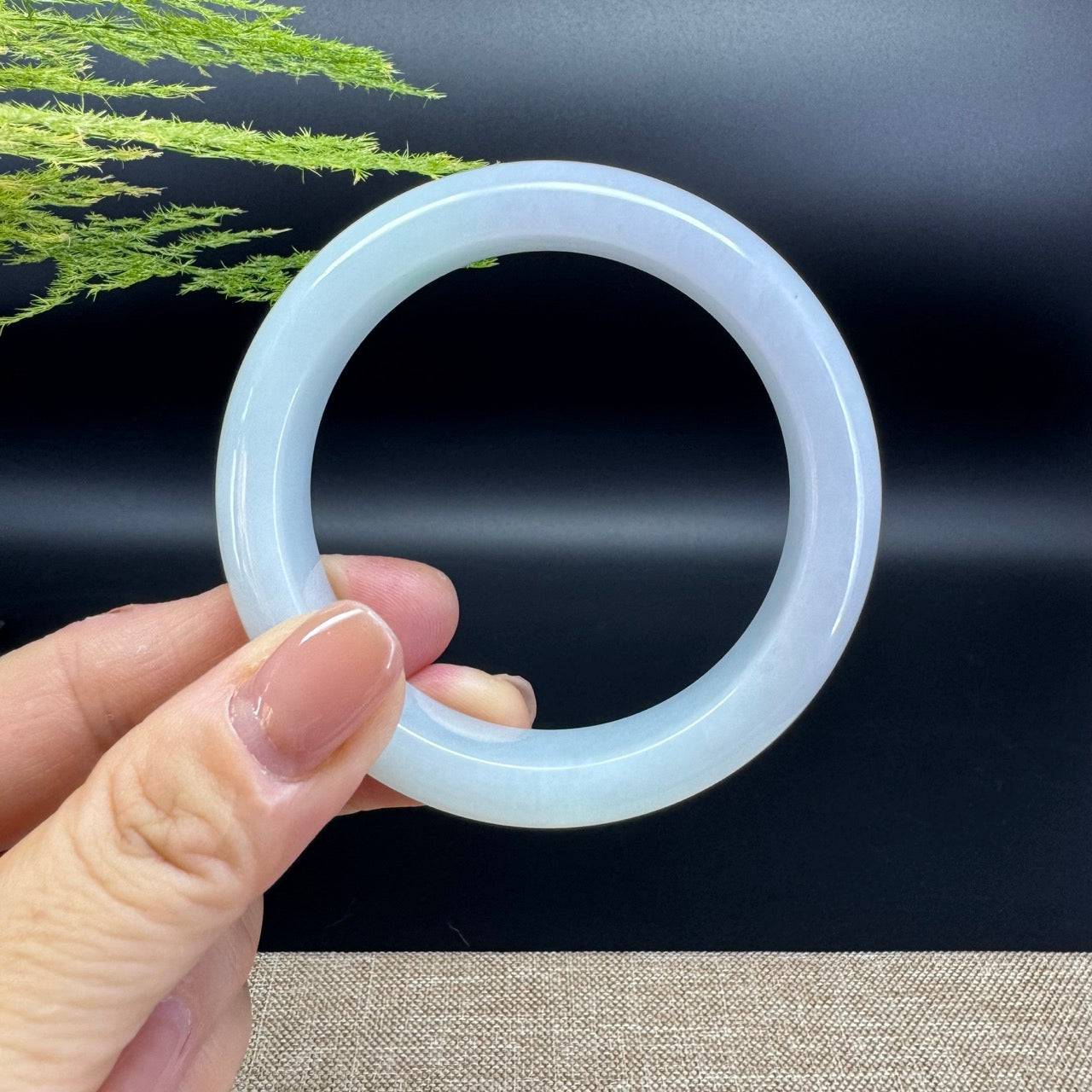 Genuine Burmese Lavender Green Jade Jadeite Bangle Bracelet ( 54.3mm )