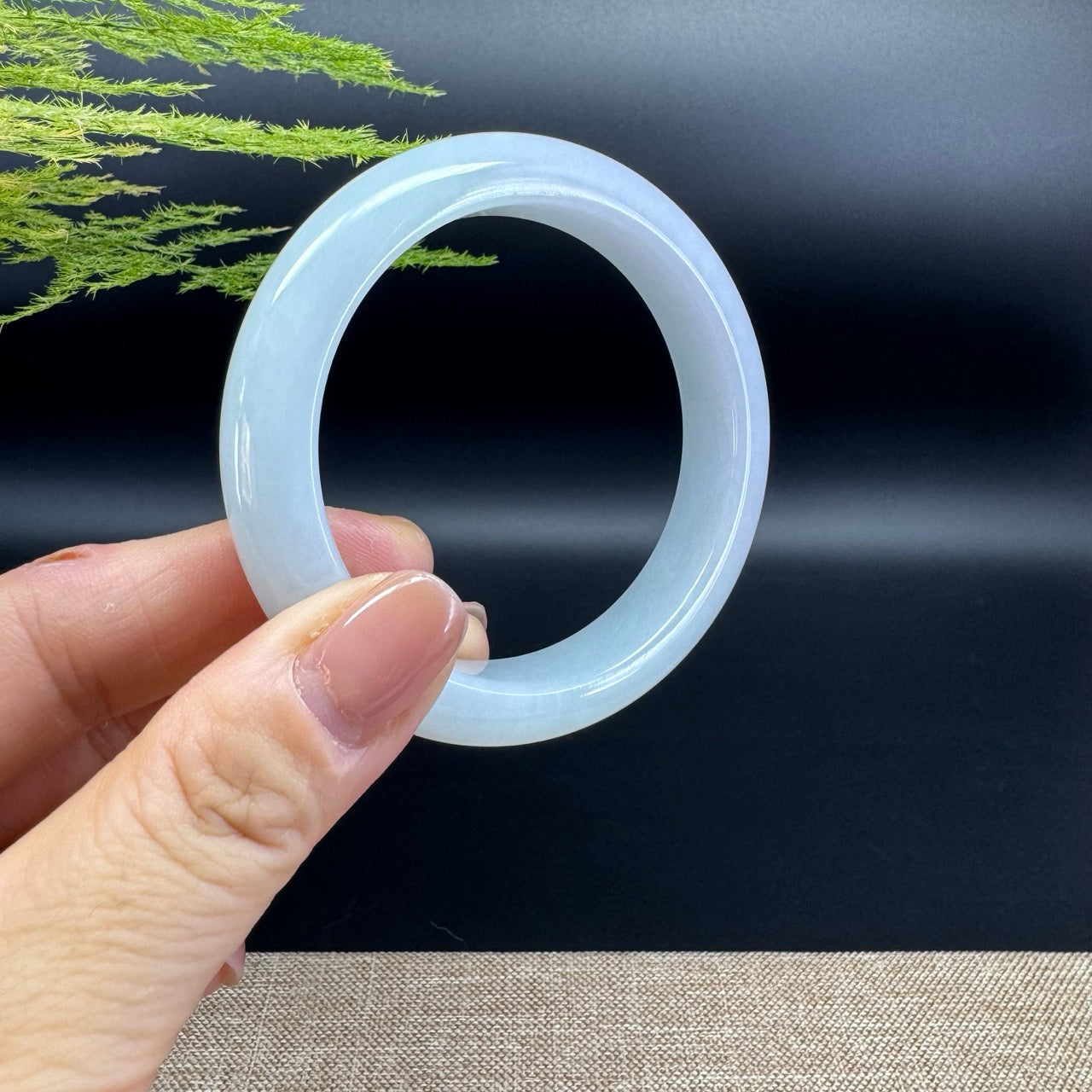 Genuine Burmese Lavender Green Jade Jadeite Bangle Bracelet ( 54.3mm )