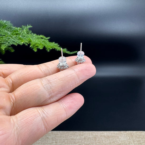 RealJade® 18k White Gold Icy Jadeite Jade Earrings With Diamonds