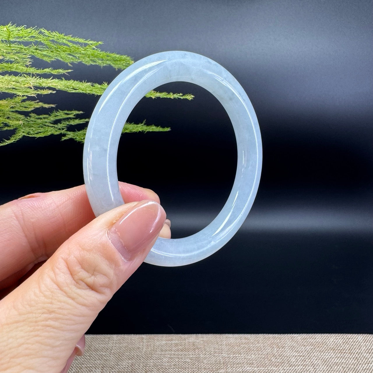 Genuine Burmese Icy Green Jade Jadeite Bangle Bracelet ( 54mm )