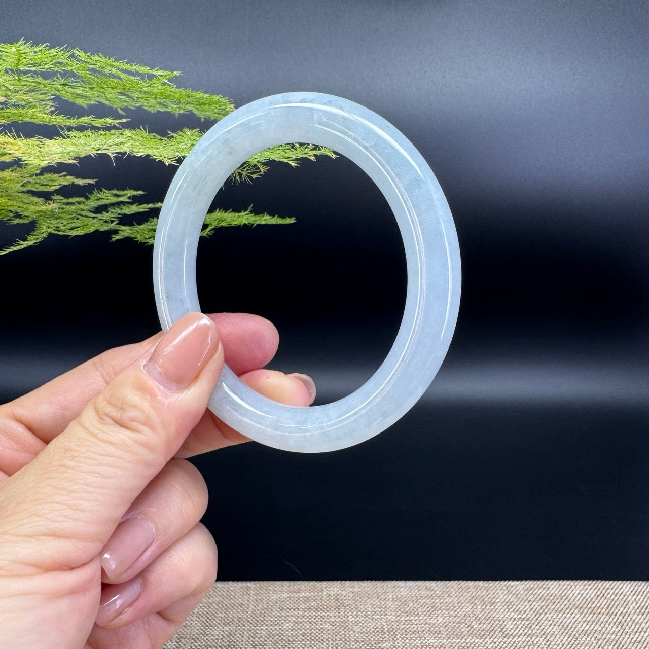 Genuine Burmese Icy Green Jade Jadeite Bangle Bracelet ( 54mm )