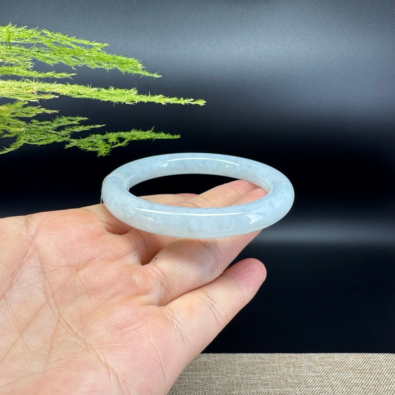 Genuine Burmese Icy Green Jade Jadeite Bangle Bracelet ( 54mm )