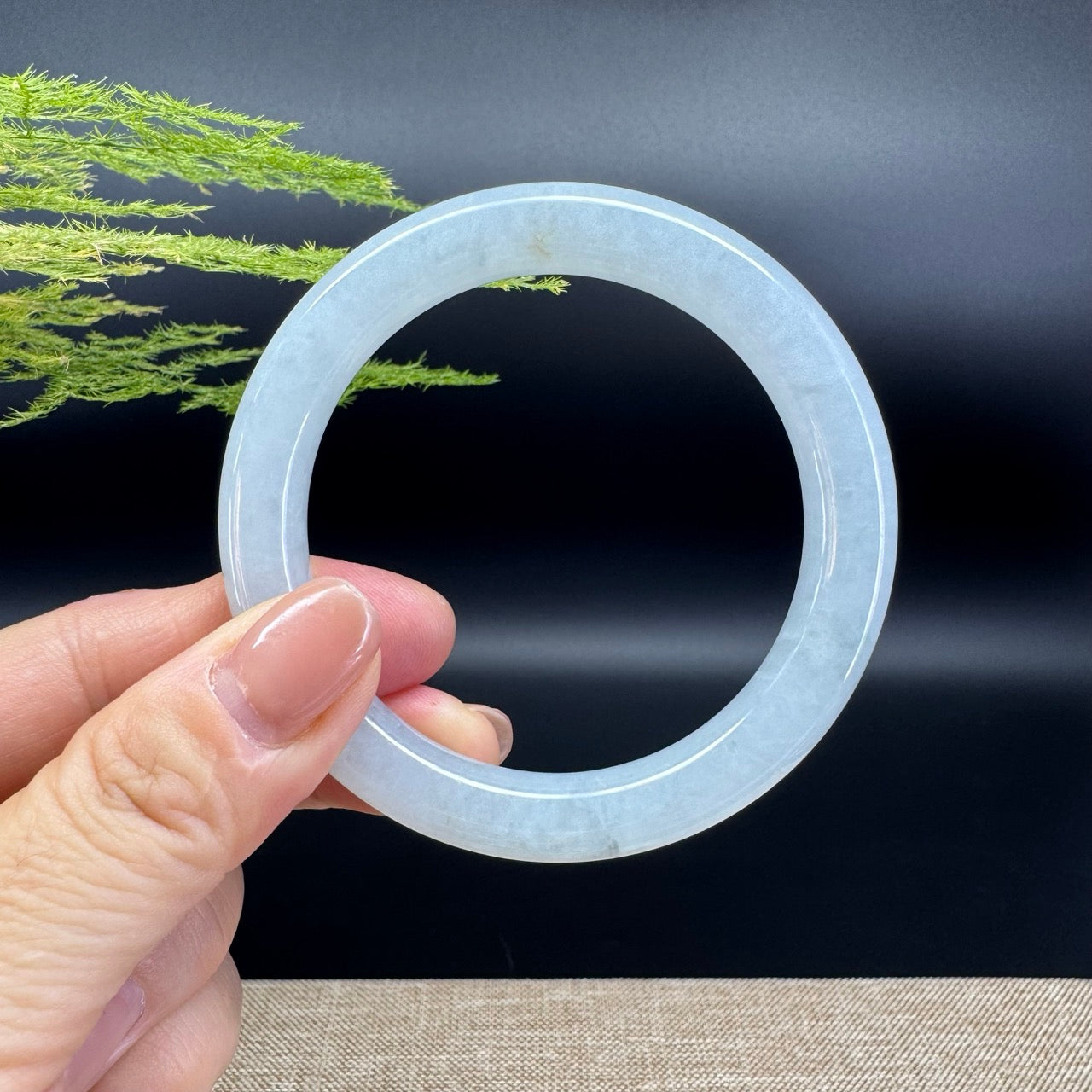 Genuine Burmese Icy Green Jade Jadeite Bangle Bracelet ( 54mm )