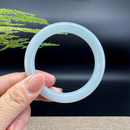 Genuine Burmese Light Green Jade Jadeite Bangle Bracelet (54.4mm)