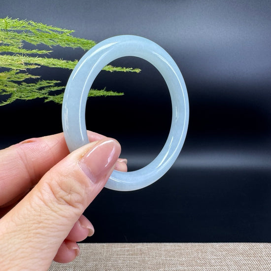 Genuine Burmese Light Green Jade Jadeite Bangle Bracelet (54.4mm)