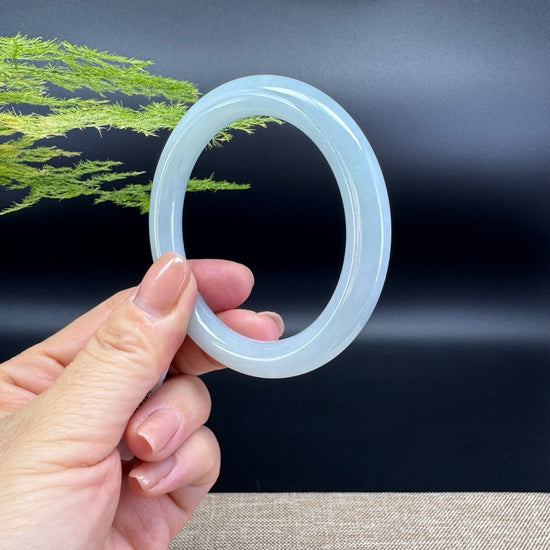 Genuine Burmese Light Green Jade Jadeite Bangle Bracelet (54.4mm)