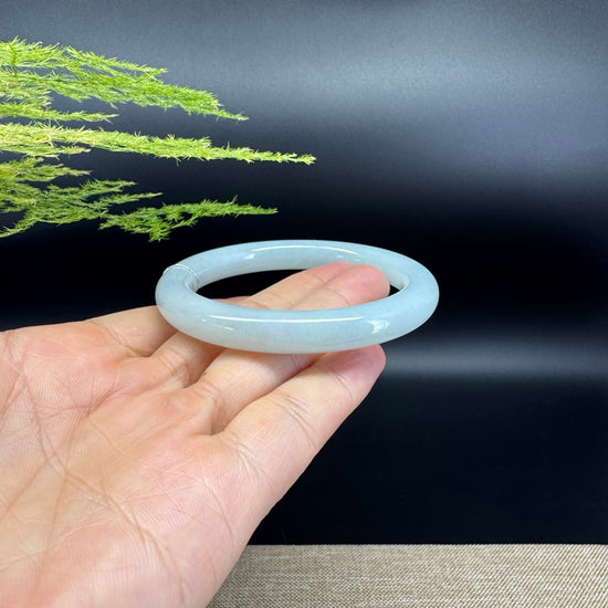 Genuine Burmese Light Green Jade Jadeite Bangle Bracelet (54.4mm)