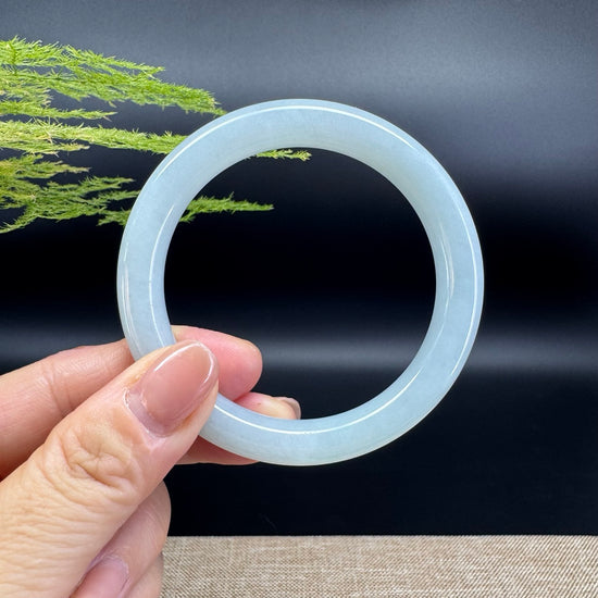 Genuine Burmese Light Green Jade Jadeite Bangle Bracelet (54.4mm)