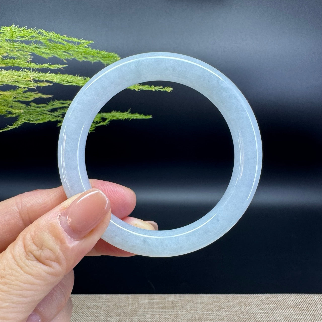 Genuine Burmese Icy Green Jade Jadeite Bangle Bracelet ( 54mm )