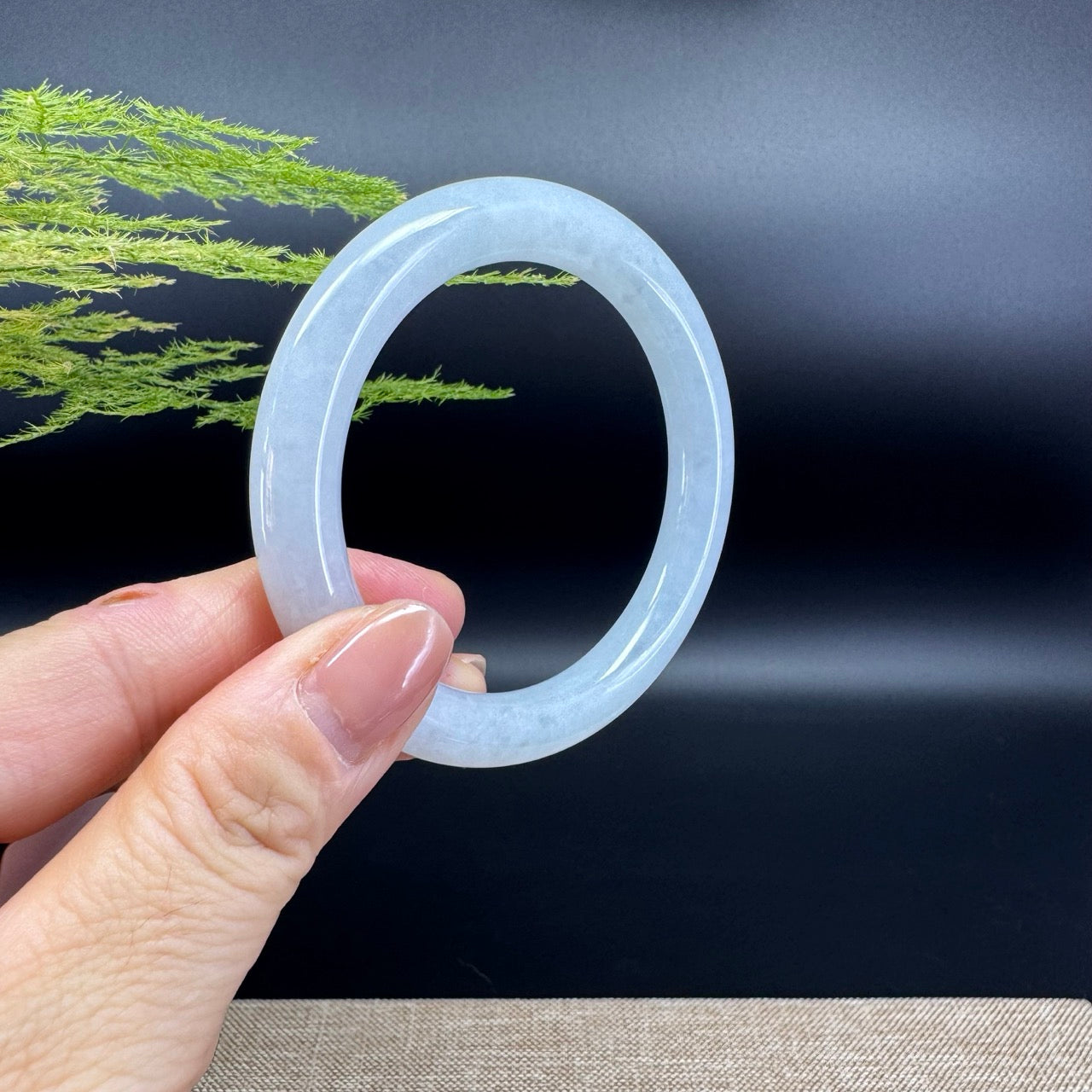 Genuine Burmese Icy Green Jade Jadeite Bangle Bracelet ( 54mm )