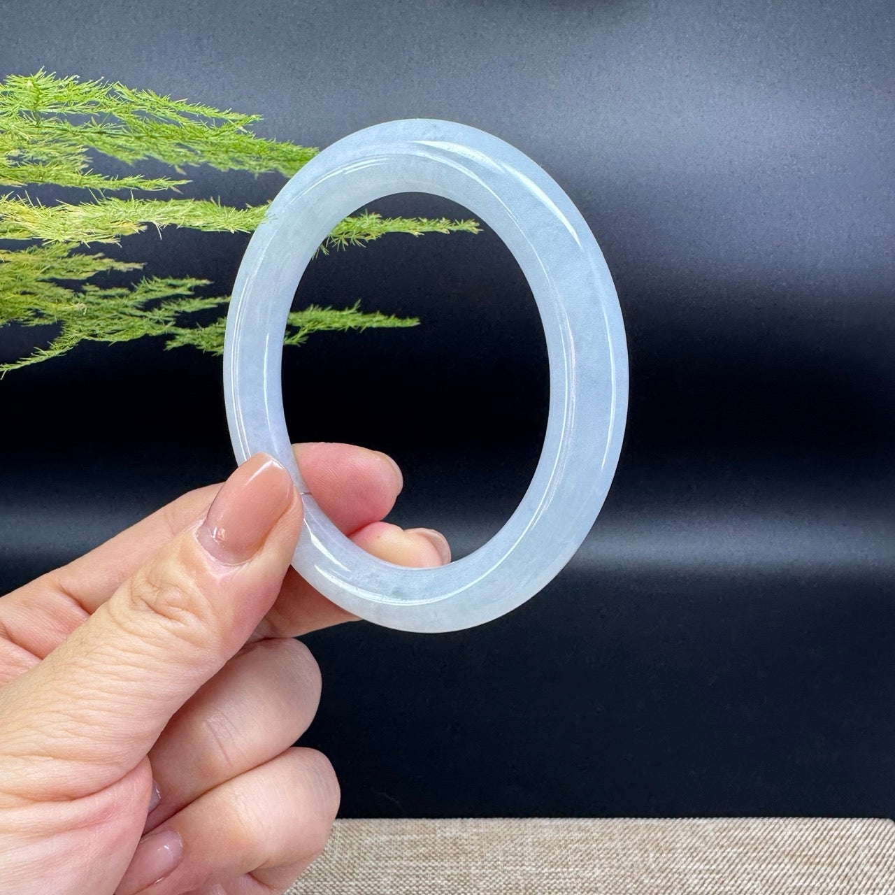 Genuine Burmese Icy Green Jade Jadeite Bangle Bracelet ( 54mm )