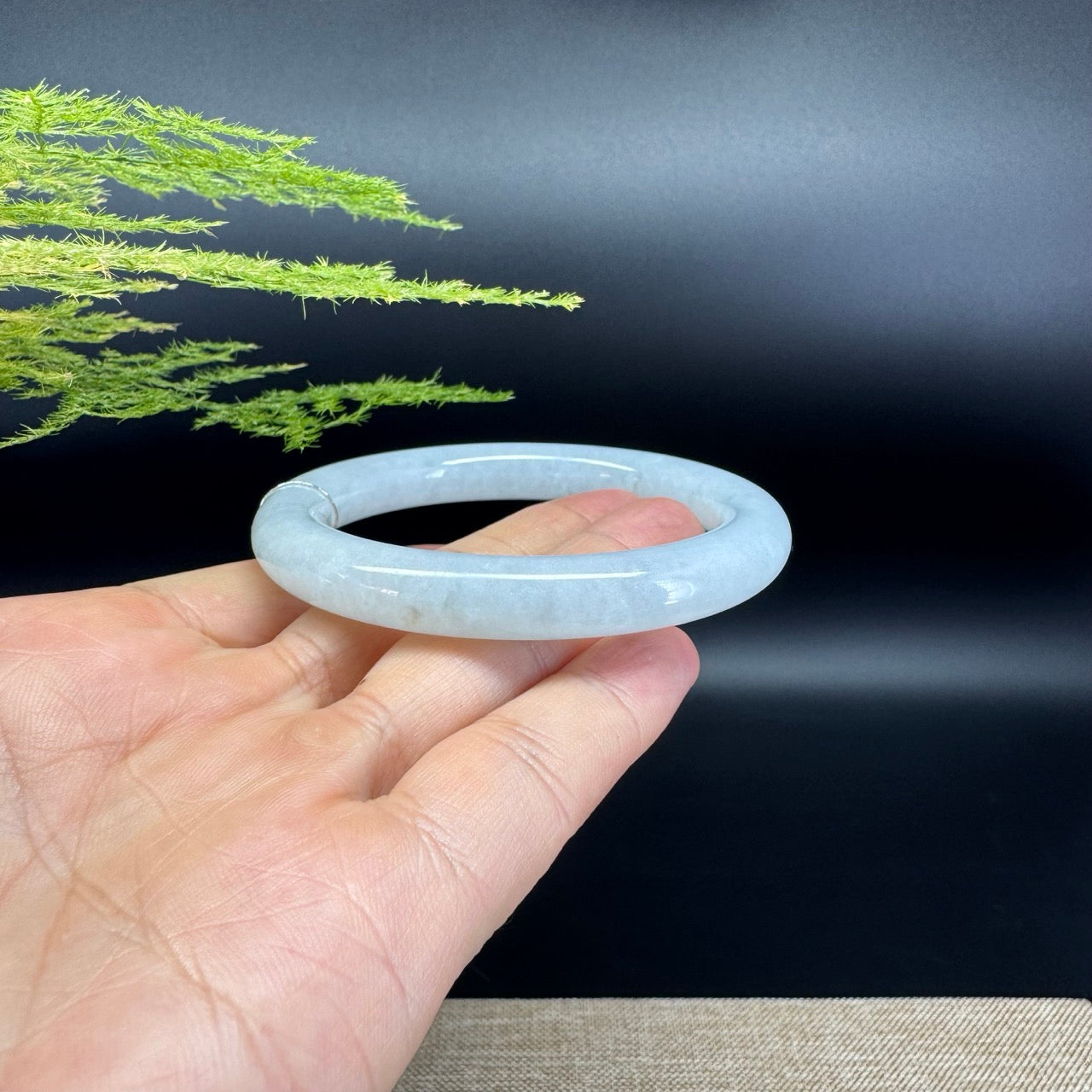 Genuine Burmese Icy Green Jade Jadeite Bangle Bracelet ( 54mm )