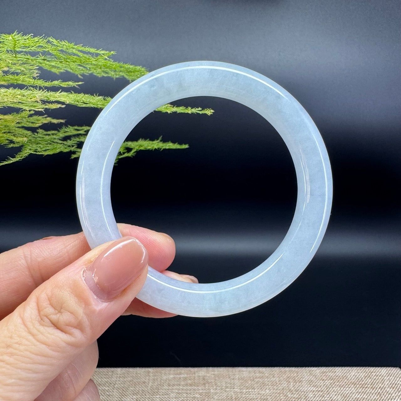 Genuine Burmese Icy Green Jade Jadeite Bangle Bracelet ( 54mm )