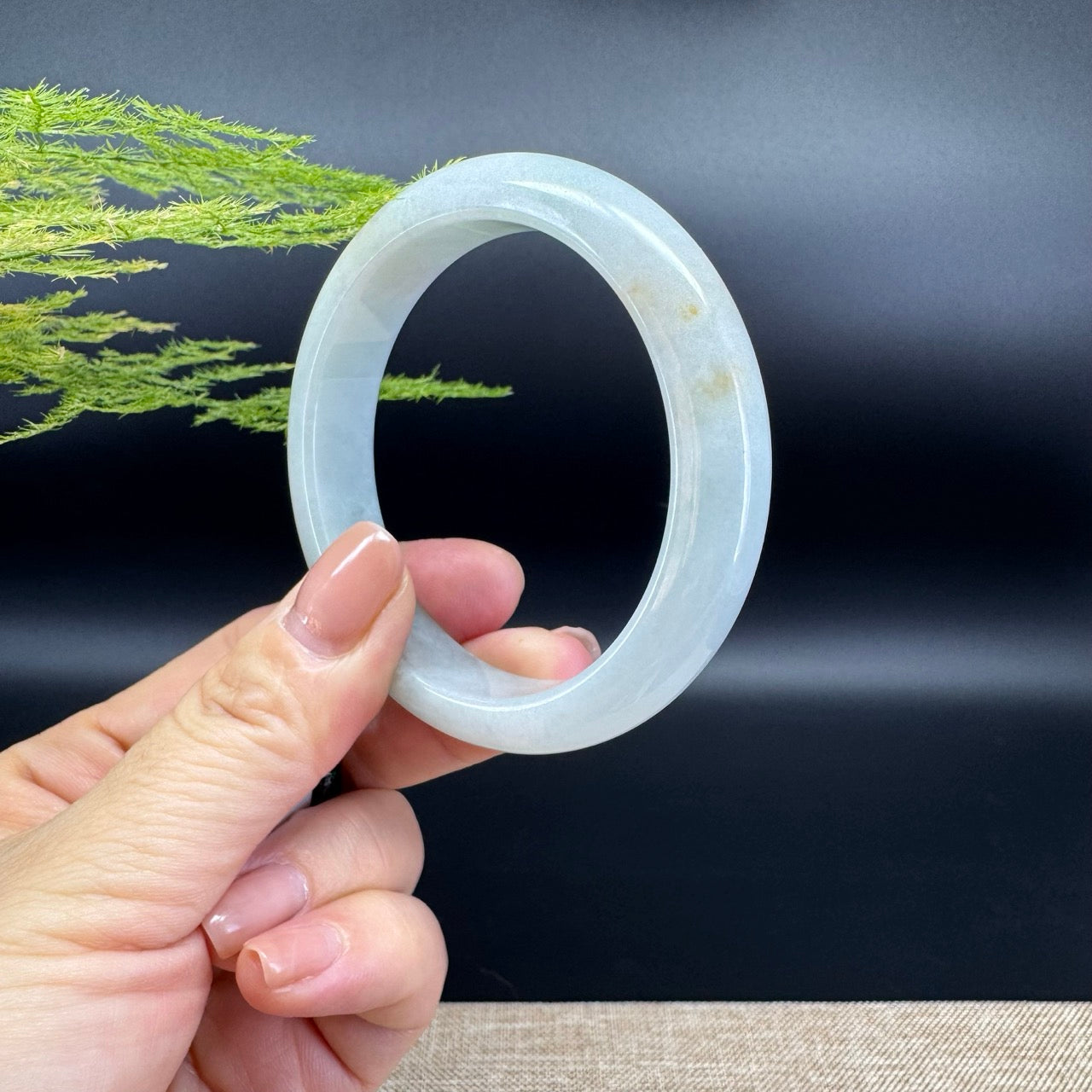 Genuine Burmese Yellow Green Jade Jadeite Bangle Bracelet ( 54.9mm )