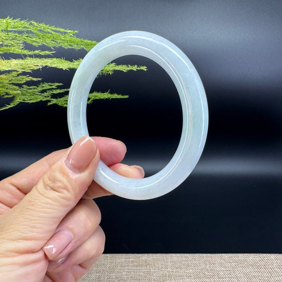 Genuine Burmese White Green Jade Jadeite Bangle Bracelet ( 54.8mm )