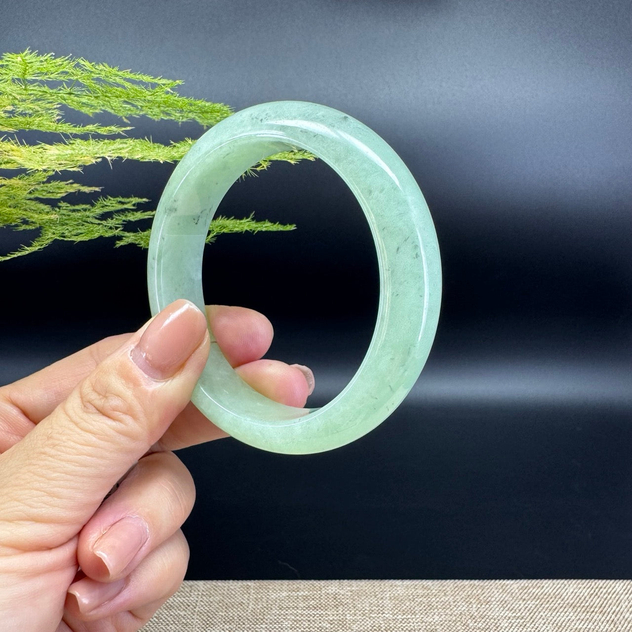 Genuine Burmese Green Jade Jadeite Bangle Bracelet (54.6mm)