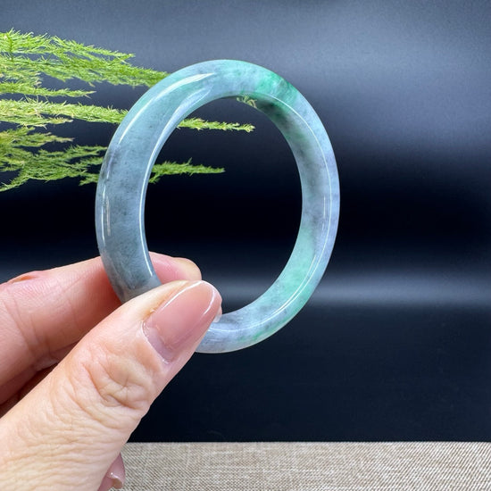 Genuine Burmese black Green Jade Jadeite Bangle Bracelet (54.9mm)