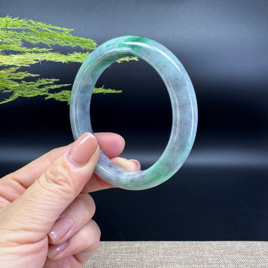 Genuine Burmese black Green Jade Jadeite Bangle Bracelet (54.9mm)