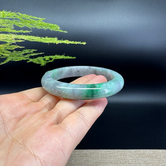 Genuine Burmese black Green Jade Jadeite Bangle Bracelet (54.9mm)