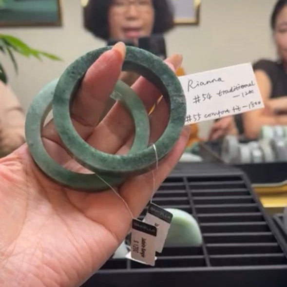 "Live" Natural Forest Green & Wuji Jadeite Jade Bangle(04/10/26)