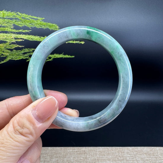 Genuine Burmese black Green Jade Jadeite Bangle Bracelet (54.9mm)