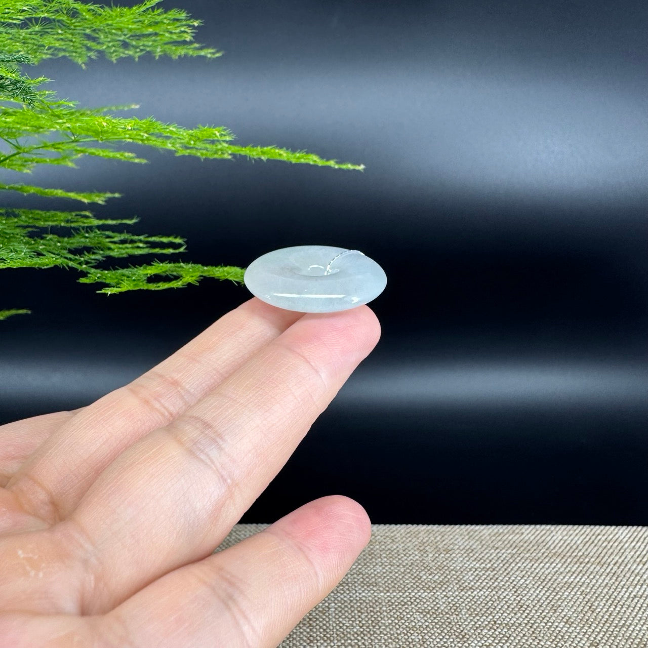 "Good Luck Button"Icy Green Jadeite Jade Lucky KouKou Pendant