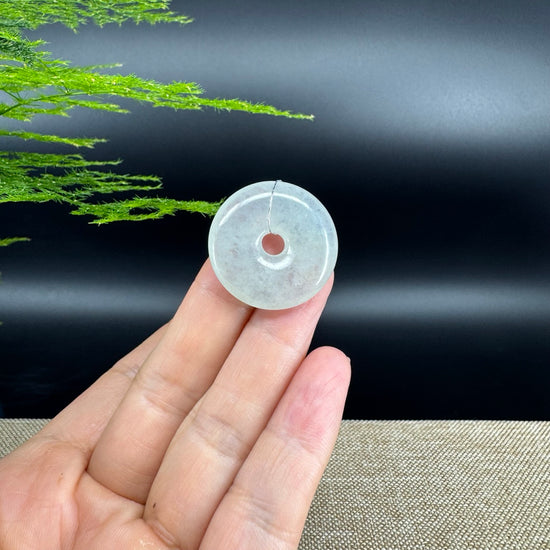 "Good Luck Button"Icy Green Jadeite Jade Lucky KouKou Pendant