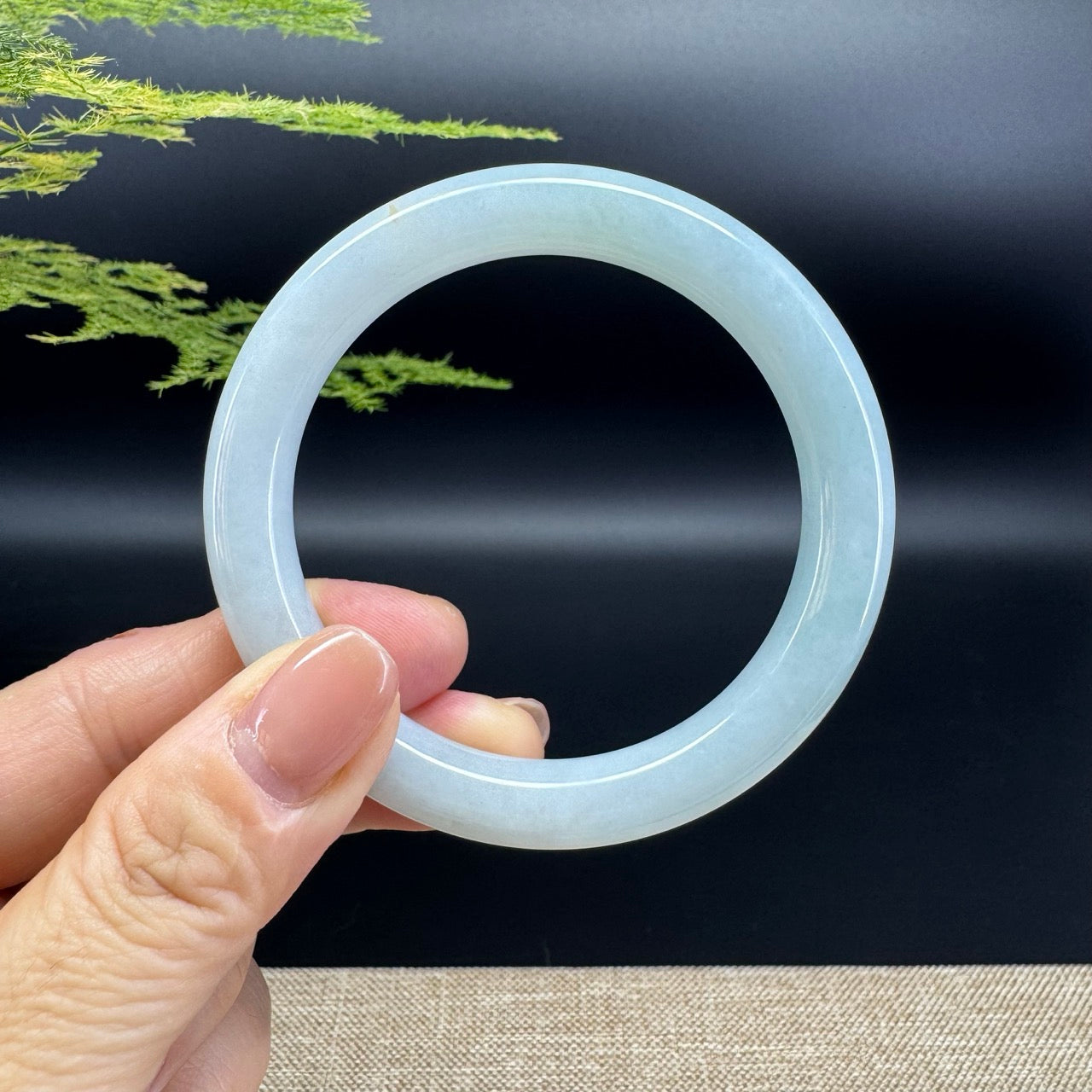 Genuine Burmese Icy Green Jade Jadeite Bangle Bracelet ( 54.4mm )
