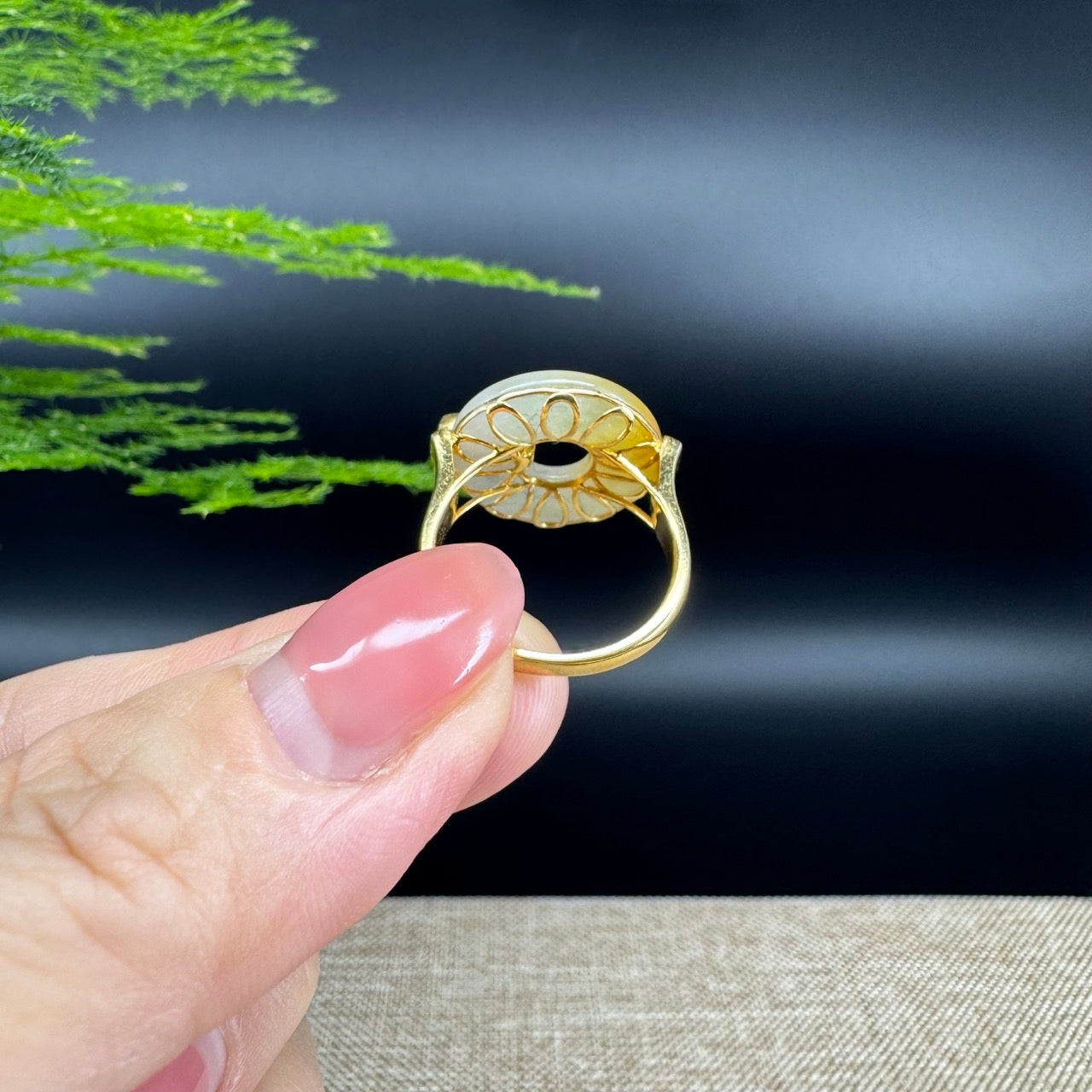 RealJade® "Signature Signet" 18K Yellow Gold Honey Yellow Jadeite Jade lucky koukou Ring