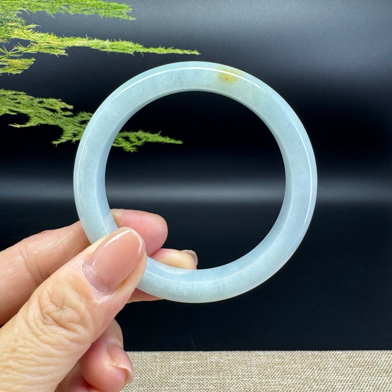 Genuine Burmese Yellow Green Jade Jadeite Bangle Bracelet ( 54.2mm )