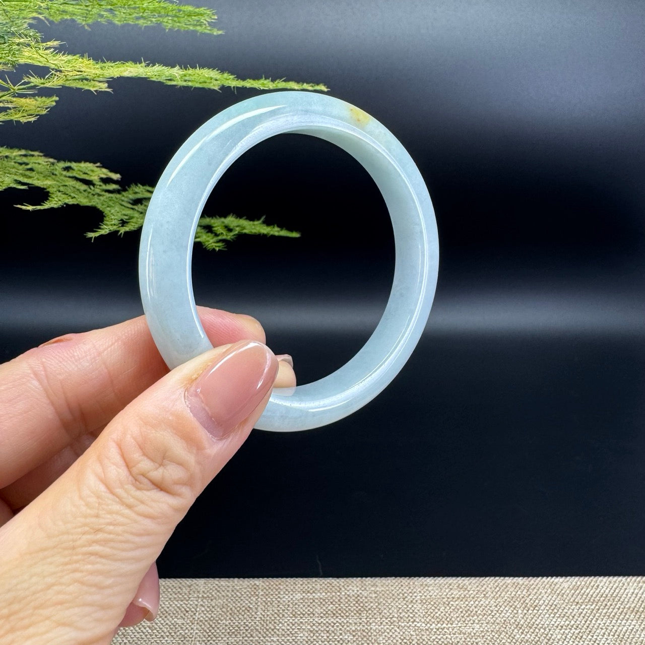 Genuine Burmese Yellow Green Jade Jadeite Bangle Bracelet ( 54.2mm )