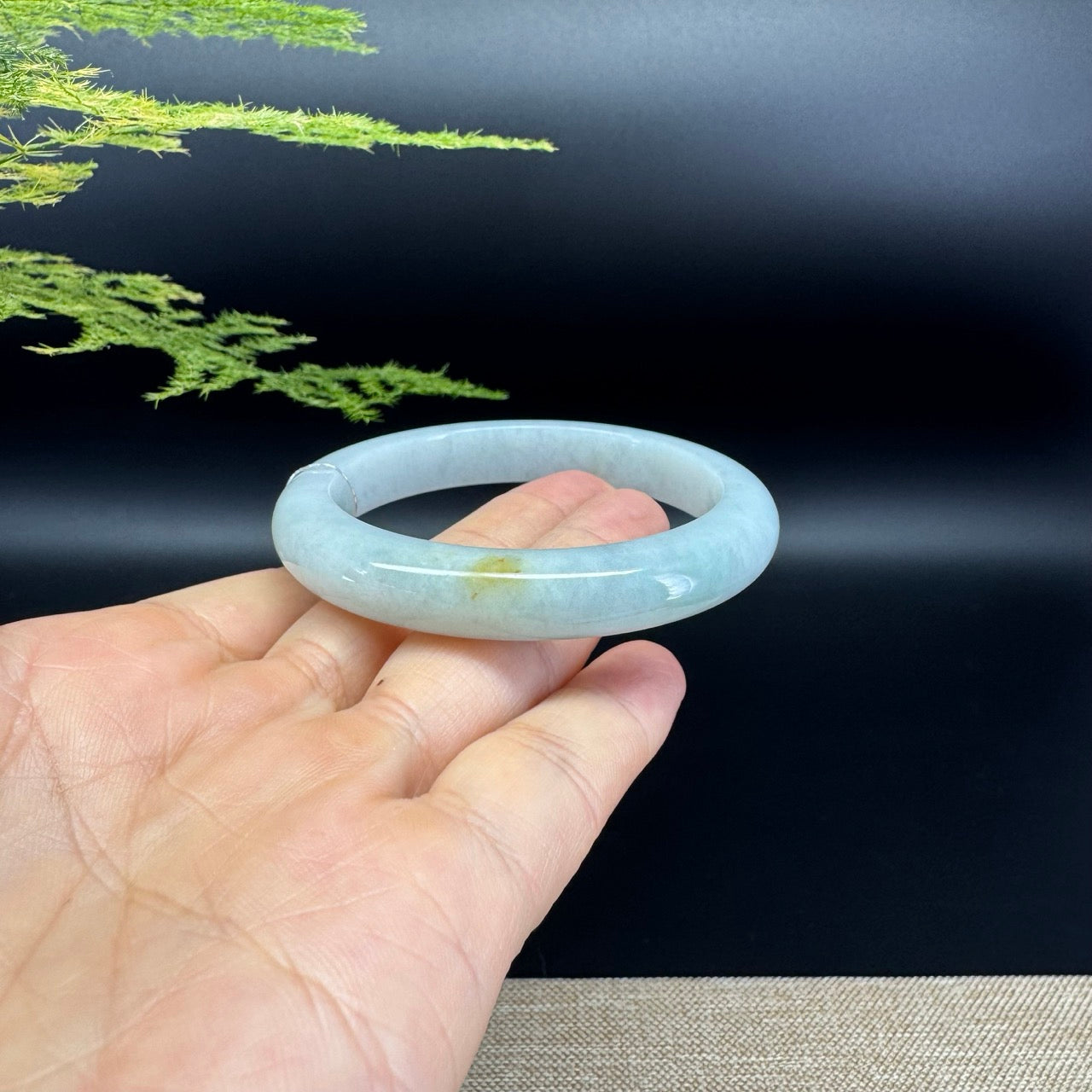 Genuine Burmese Yellow Green Jade Jadeite Bangle Bracelet ( 54.2mm )