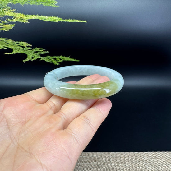 Genuine Burmese Yellow Green Jade Jadeite Bangle Bracelet ( 54.5mm )