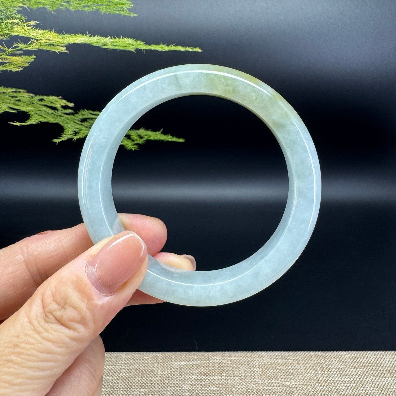 Genuine Burmese Yellow Green Jade Jadeite Bangle Bracelet ( 54.5mm )