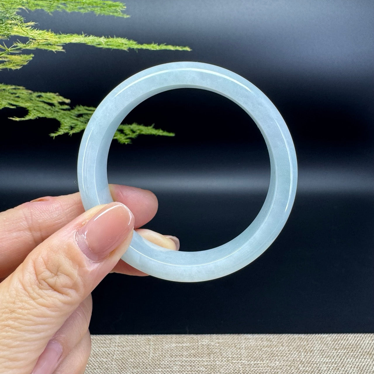 Genuine Burmese Green Jade Jadeite Bangle Bracelet ( 53.9mm )