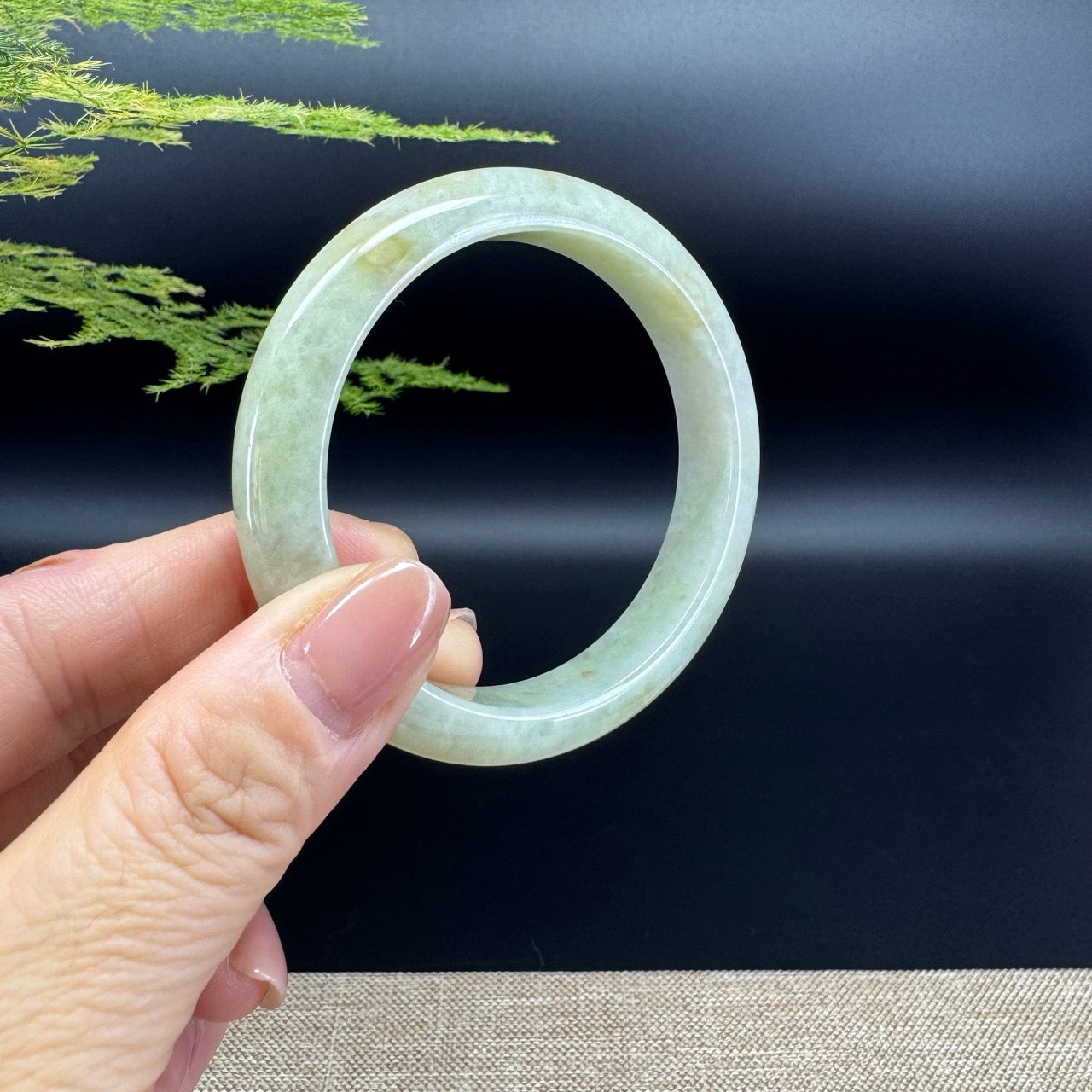 Genuine Burmese Yellow Jade Jadeite Bangle Bracelet ( 54.9mm )