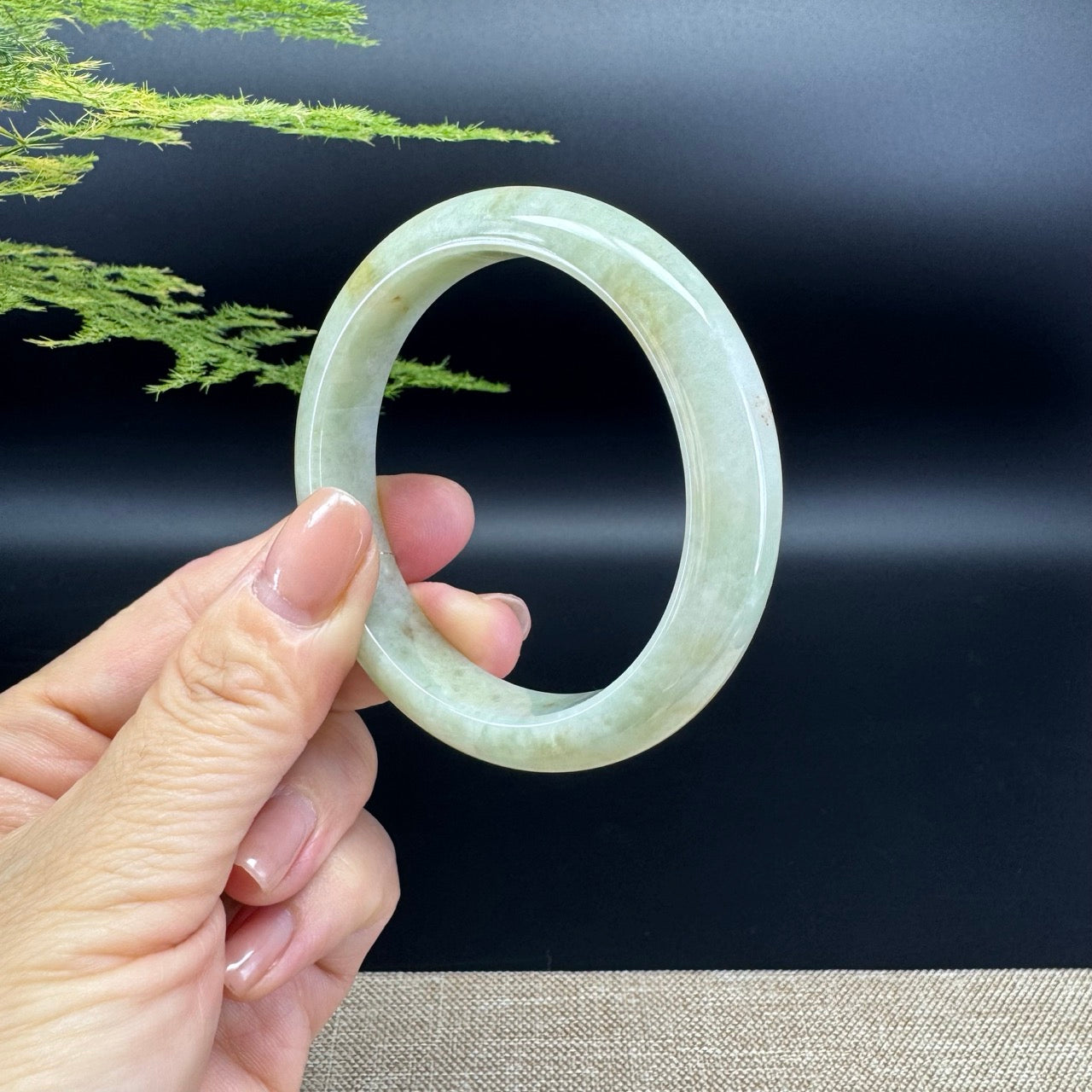 Genuine Burmese Yellow Jade Jadeite Bangle Bracelet ( 54.9mm )