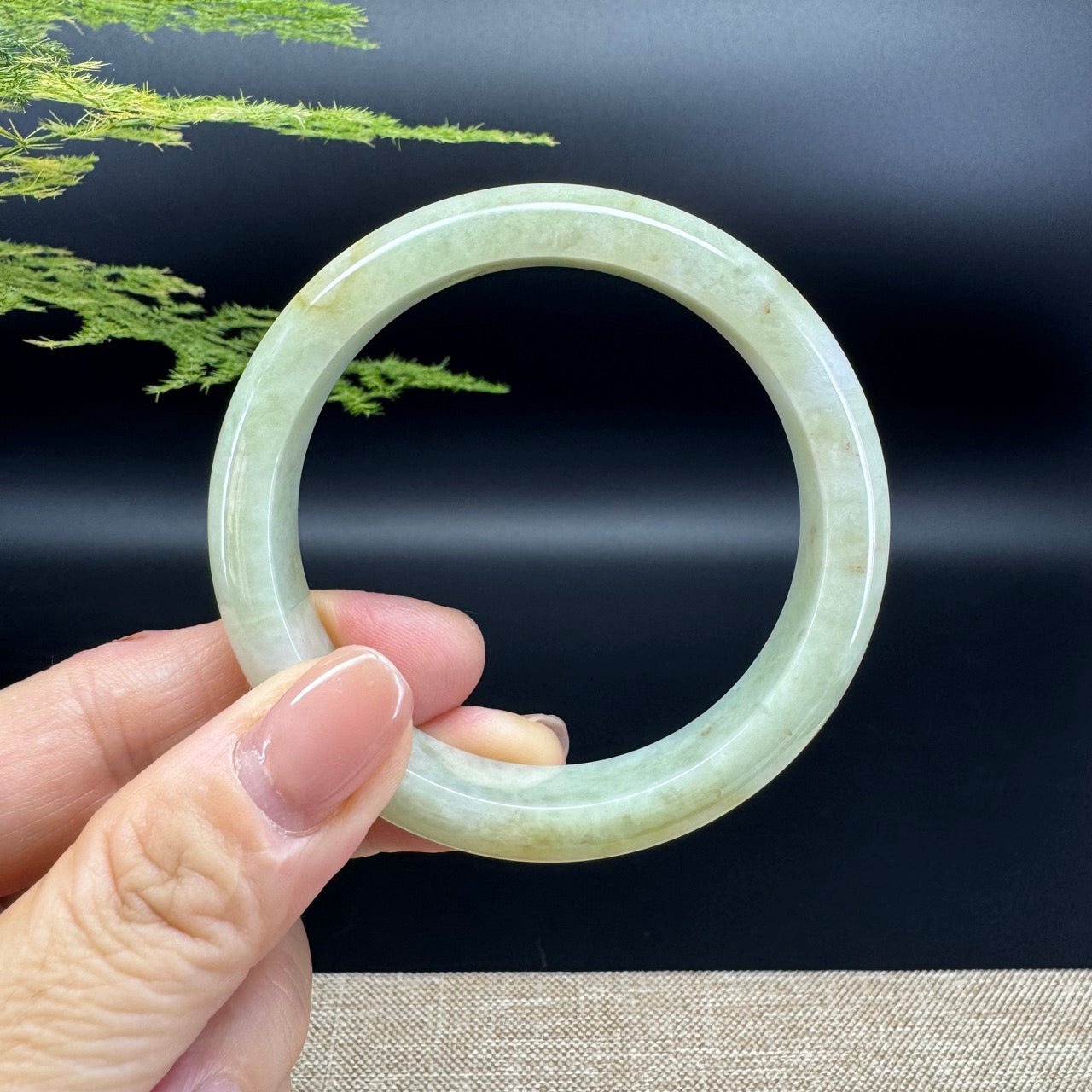 Genuine Burmese Yellow Jade Jadeite Bangle Bracelet ( 54.9mm )