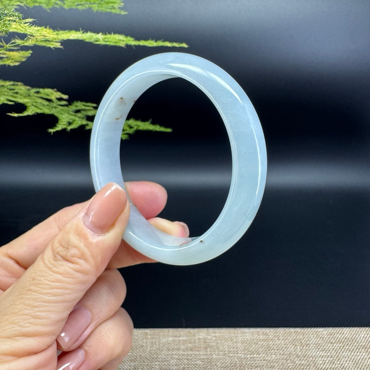 Genuine Burmese Icy Green Jade Jadeite Bangle Bracelet ( 54.8mm )