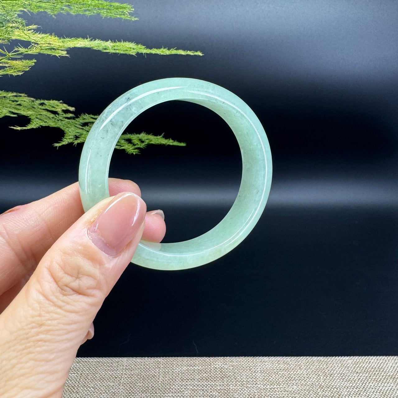 Genuine Burmese Green Jade Jadeite Bangle Bracelet (54.9*49.7mm)