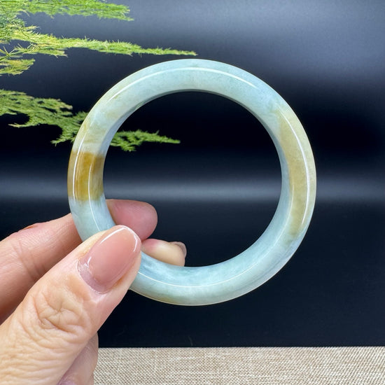 Genuine Burmese Icy Yellow Jade Jadeite Bangle Bracelet ( 54.8mm )