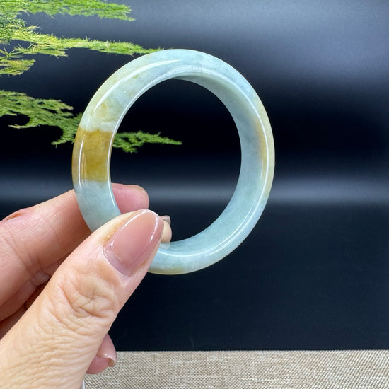 Genuine Burmese Icy Yellow Jade Jadeite Bangle Bracelet ( 54.8mm )