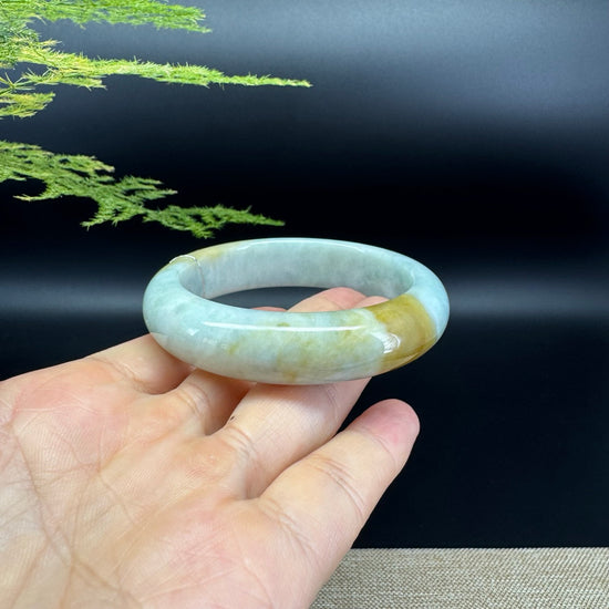 Genuine Burmese Icy Yellow Jade Jadeite Bangle Bracelet ( 54.8mm )
