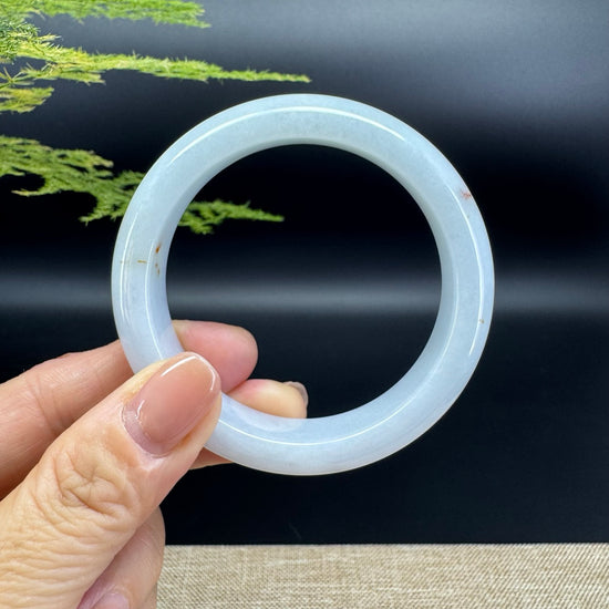 Genuine Burmese White Jade Jadeite Bangle Bracelet ( 54.3mm )